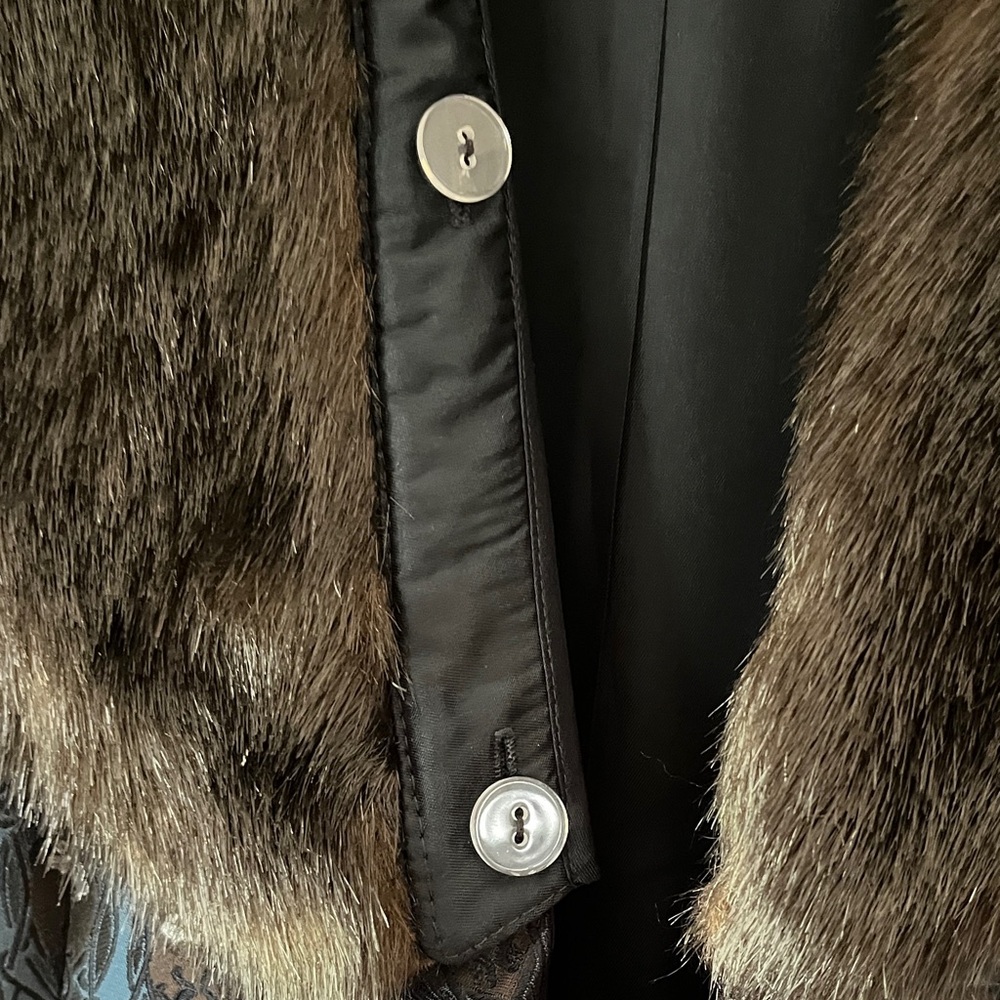 Elegant Nine West Jacquard Women's Coat removable, faux fur collar size small - Picture 9 of 10